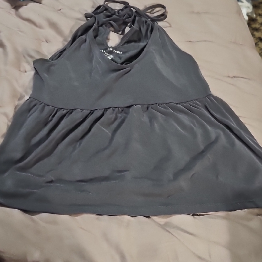 American Eagle Outfitters Charcoal Halter Peplum Camisole NWOT